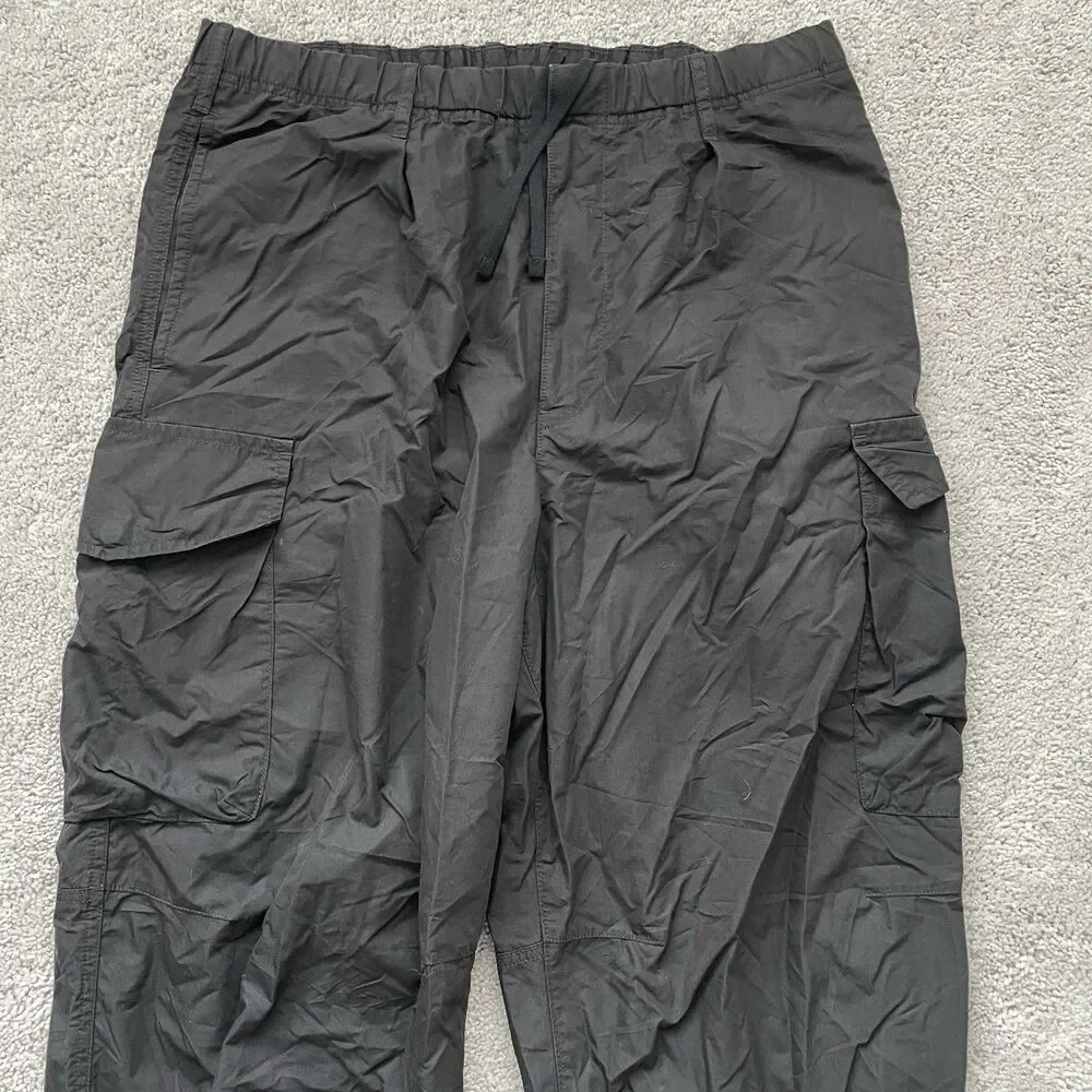 Uniqlo U Cargo Pants Mens L(33-36) Black Nylon Relaxed Fit Utility Drawstring - Picture 2 of 9